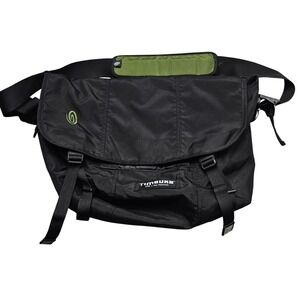 Timbuk2 Messenger Bag Black Green Nylon Flap Commuter Bike Utility Gorpcore